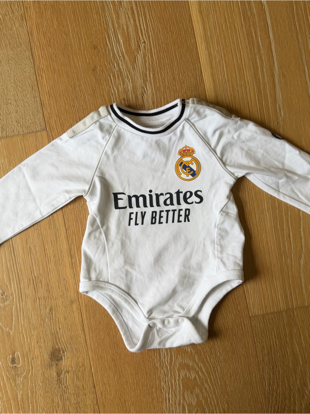 Real Madrid x Emirates White Long-Sleeve Baby One-Piece